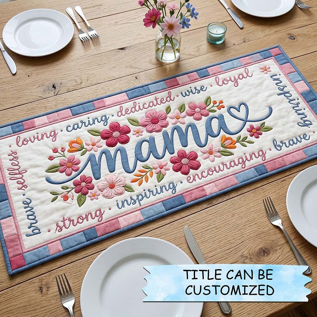 Mama with Pink Blossoms Table Runner