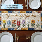 Grandmas Garden Flower Blocks Table Runner