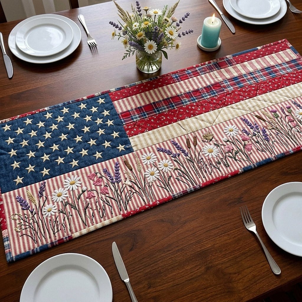 Faded Stars and Stripes Panel Table Runner