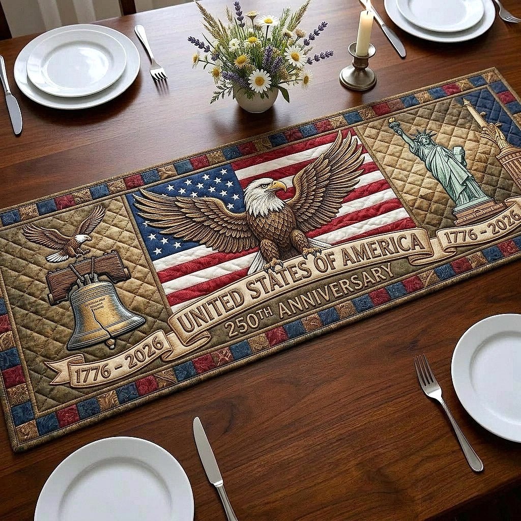 Eagle with Flag and Liberty Bell Table Runner