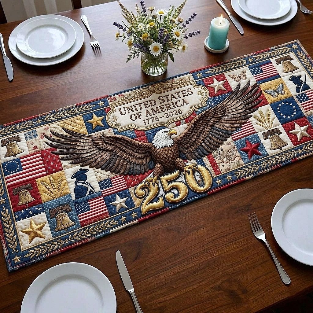 Eagle Above Golden 250 Numerals Table Runner