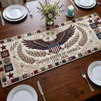 Eagle with Laurel Wreath on Cream Table Runner