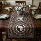 Africa Medallion on Dark Brown Table Runner