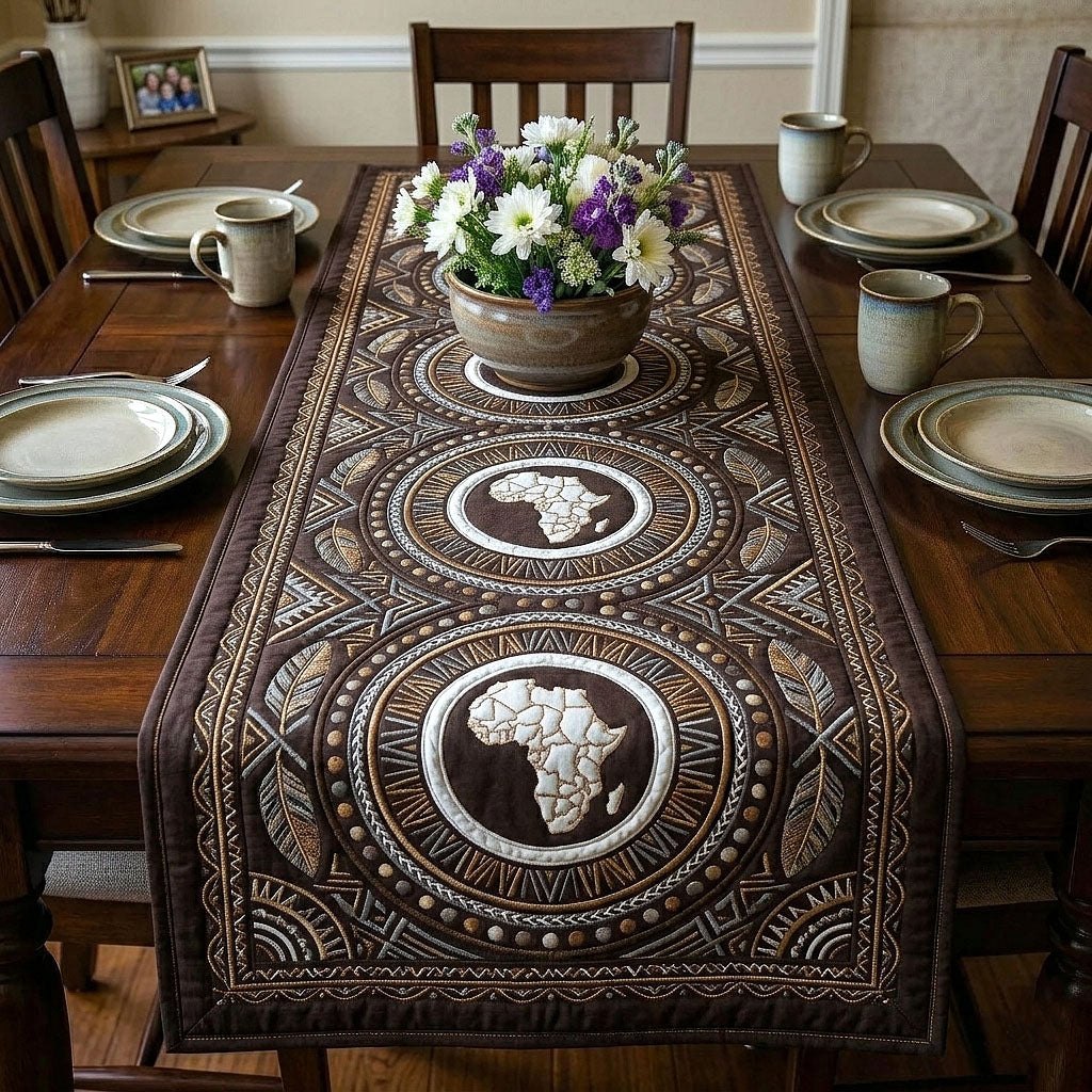 Africa Medallion on Dark Brown Table Runner