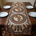 Africa Map Medallions with Ornate Border Table Runner