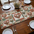 Cream Hearts with Rose Sprigs Table Runner