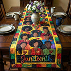 Juneteenth on Black and Gold Table Runner