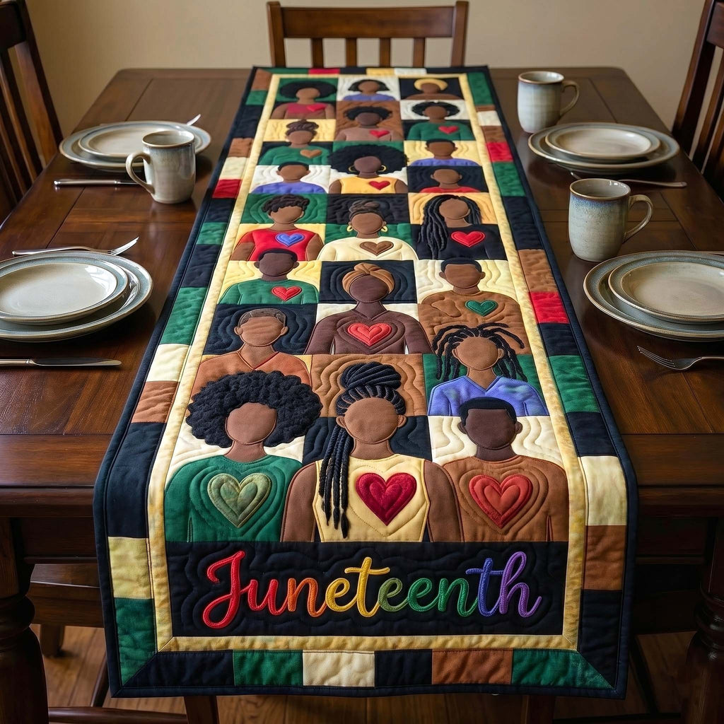 Juneteenth on Navy Blocks Table Runner