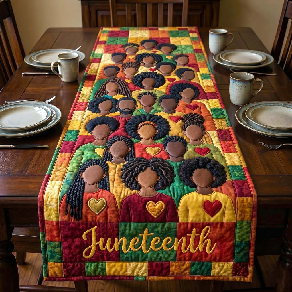 Juneteenth on Red and Green Blocks Table Runner