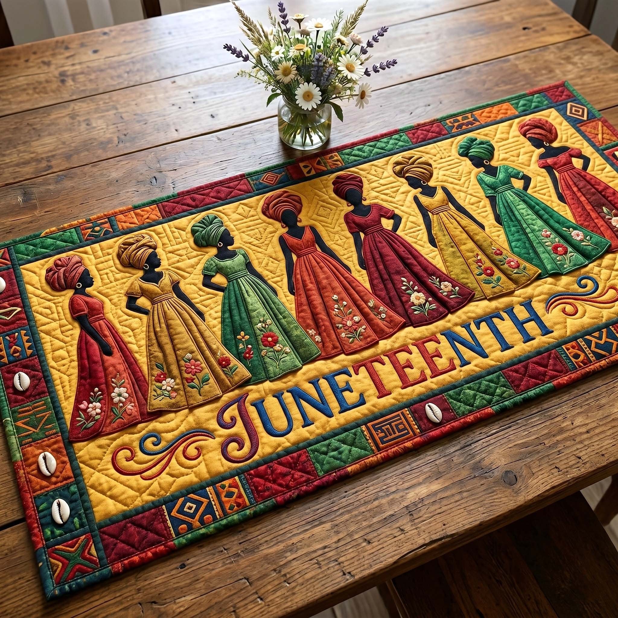 Juneteenth with Women in Gowns Table Runner