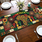 Juneteenth Fists and Fireworks Table Runner