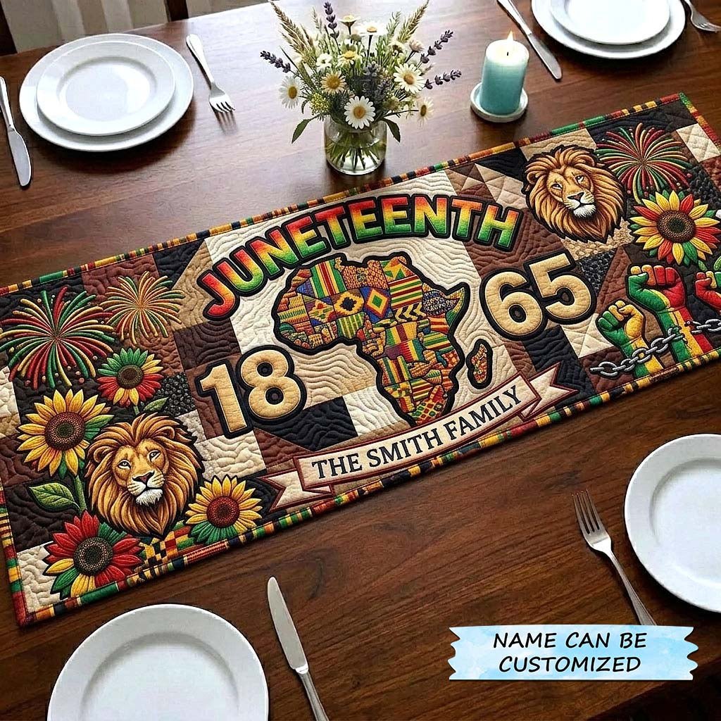 Juneteenth 1865 with Africa and Lion Table Runner