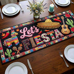 Lets Fiesta in Pink on Black Table Runner