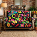 Cinco de Mayo with Bright Flowers Sofa Cover