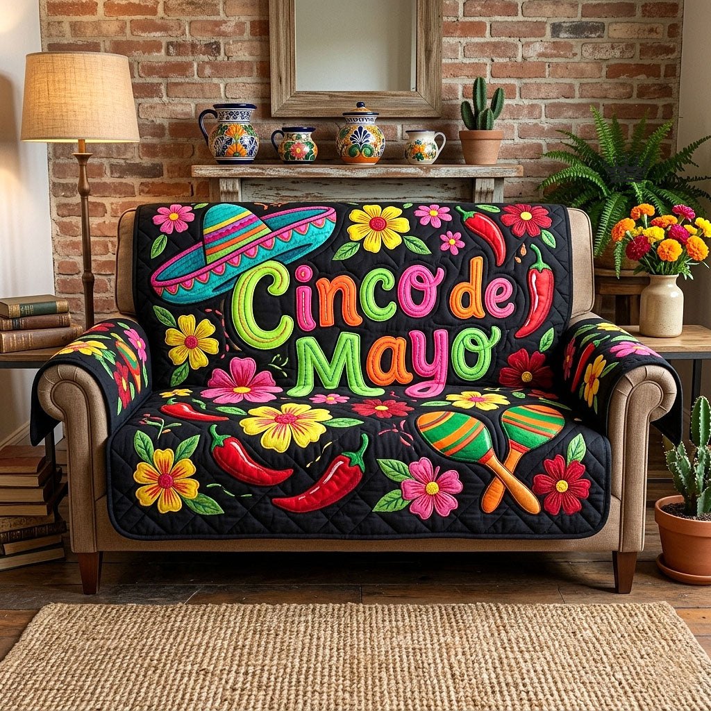 Cinco de Mayo with Bright Flowers Sofa Cover