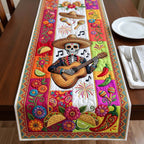 Skeleton Mariachi Playing Guitar Table Runner