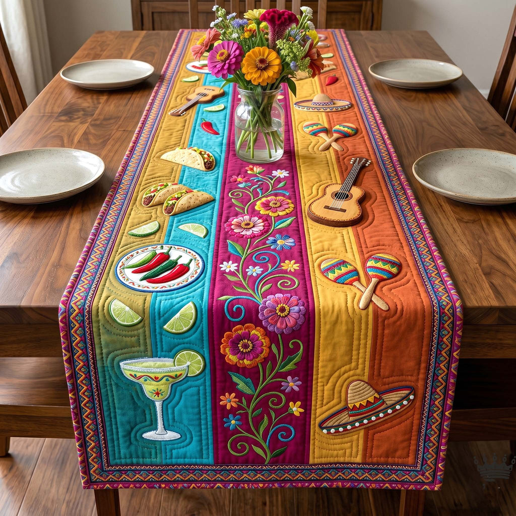 Margaritas and Chilies on Stripes Table Runner