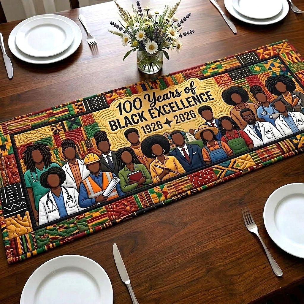 Black Excellence Portraits 1926 to 2026 Table Runner