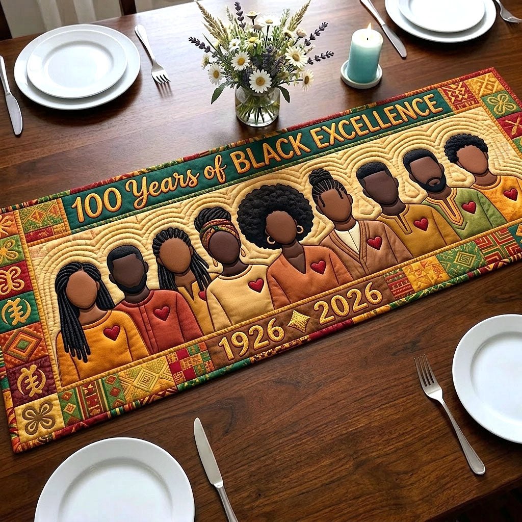 Black Excellence with Kente Border Table Runner