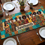 Juneteenth on Teal Patterns Table Runner