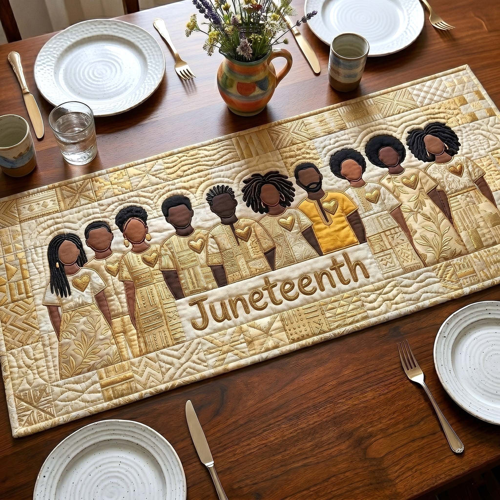 Juneteenth in Cream and Gold Table Runner