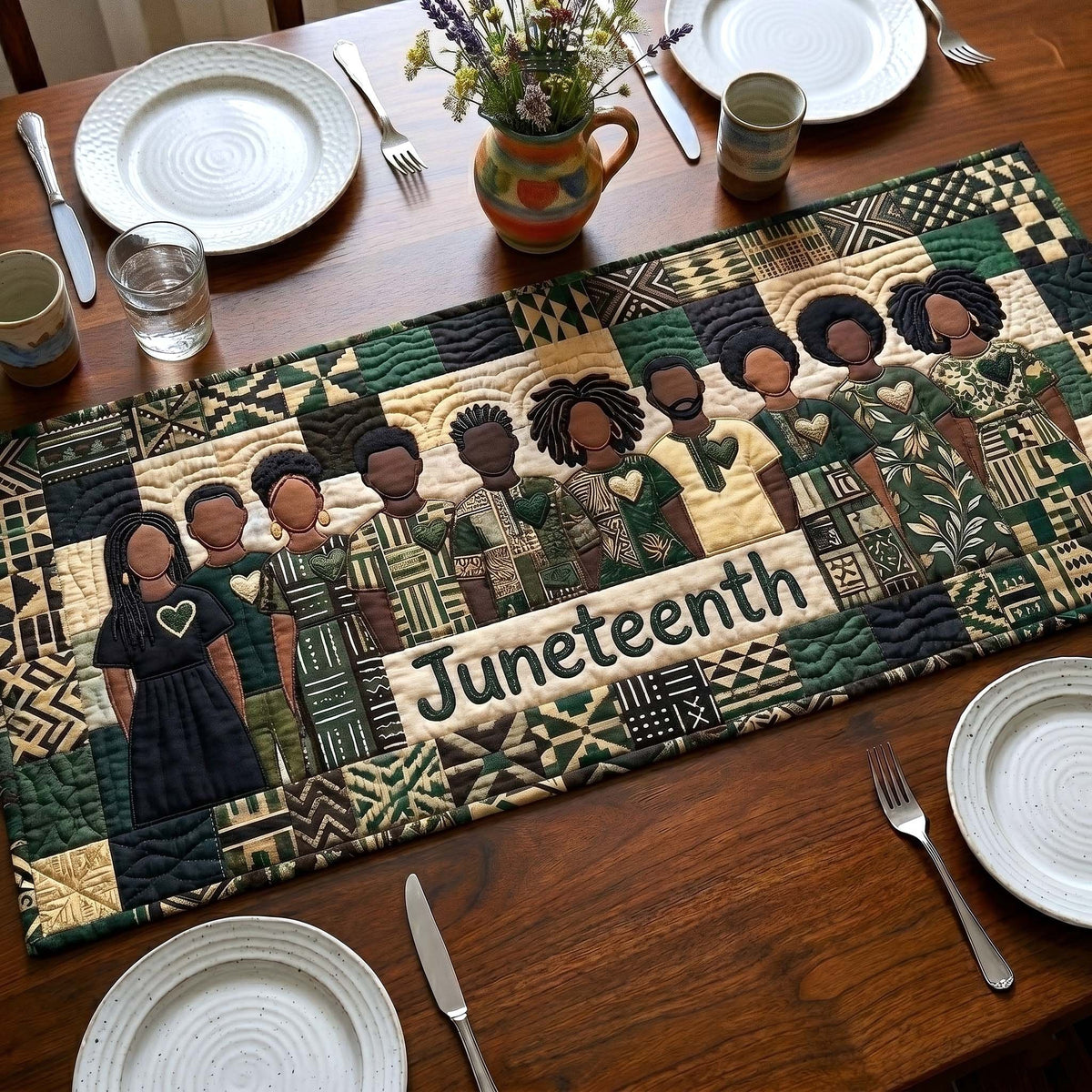 Juneteenth on Deep Green Table Runner