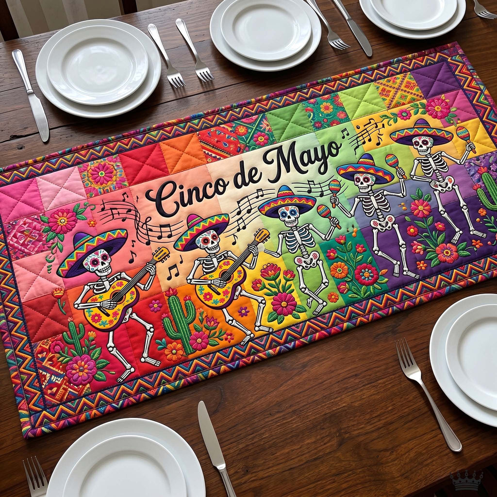 Cinco de Mayo Skeleton Musicians Table Runner