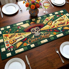 Skull and Tacos on Green Table Runner
