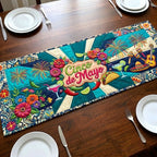 Cinco de Mayo on Teal Stripes Table Runner