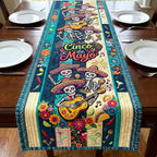 Skeleton Band on Teal Panel Table Runner