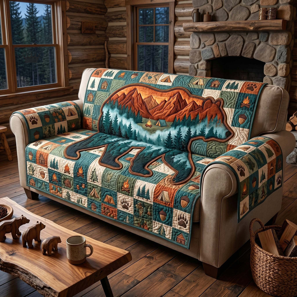 Bear Filled with Mountain Sunset Sofa Cover
