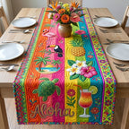 Aloha on Rainbow Stripes Table Runner
