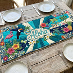 Aloha with Toucan on Teal Table Runner