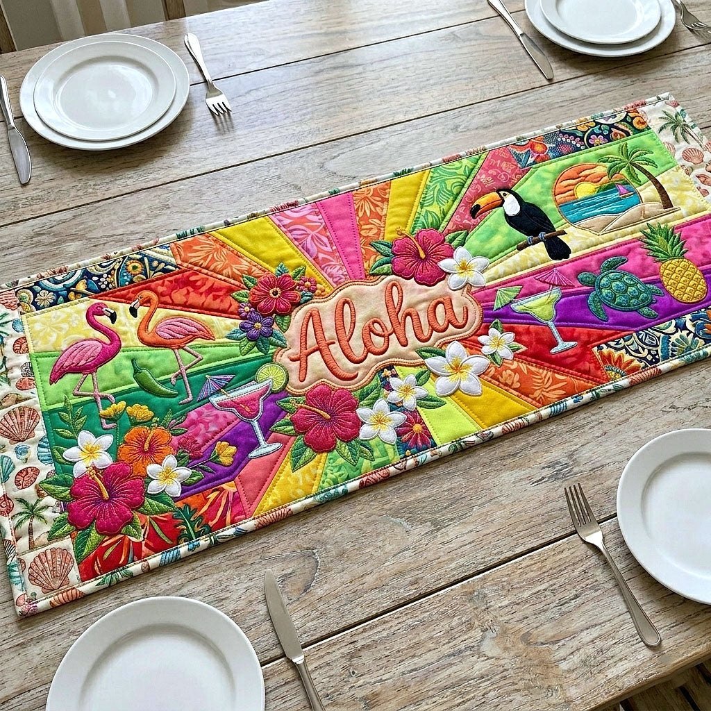Aloha with Tropical Flowers Table Runner