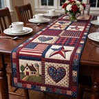 Country Star Heart and Barn Patchwork Table Runner