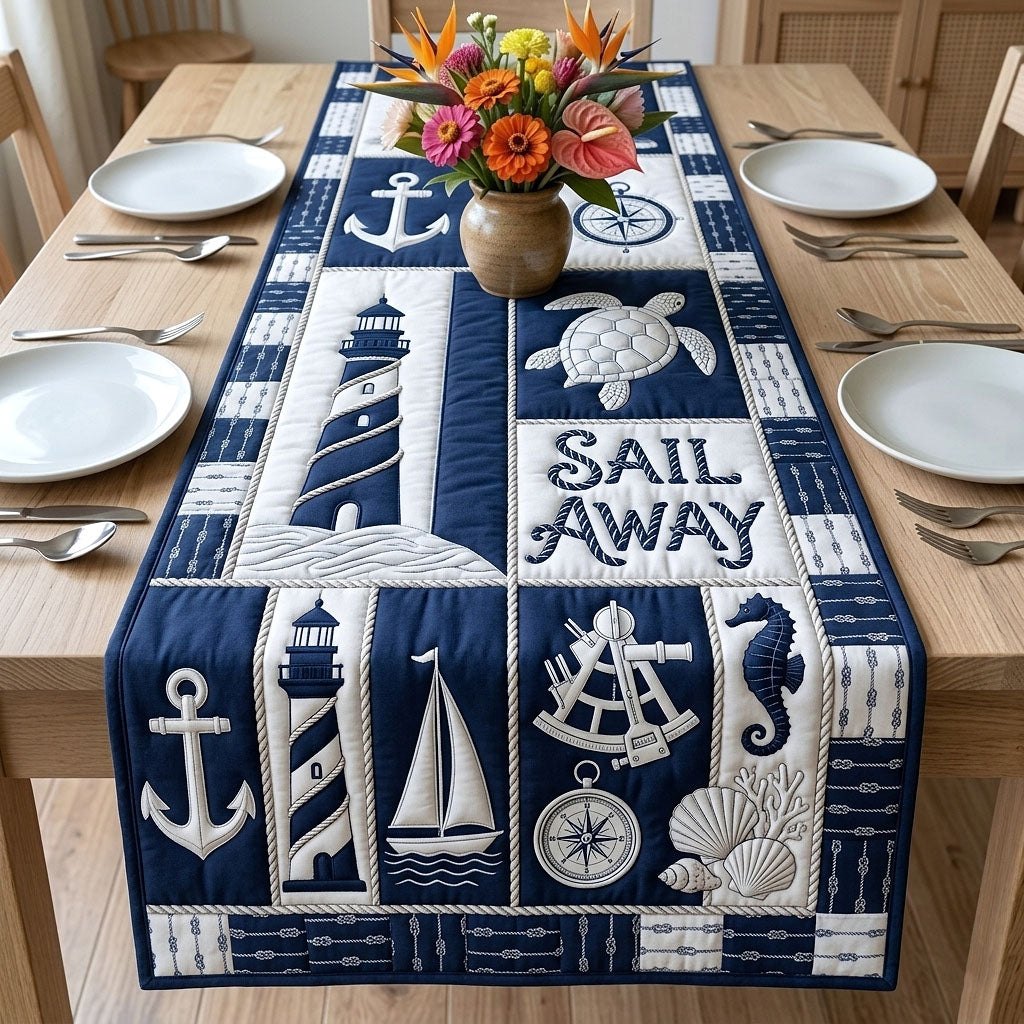 Sail Away with Lighthouse and Turtle Table Runner