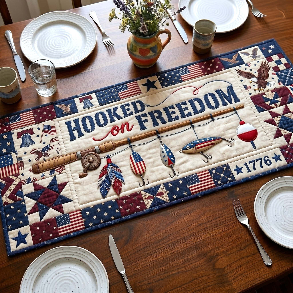 Hooked on Freedom with Flags Table Runner