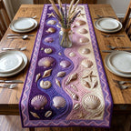 Shells on Purple and Pink Waves Table Runner