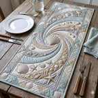 Cream Shell Swirl on Ivory Table Runner