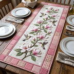 Pink Magnolias on Pink Border Table Runner