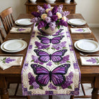 Purple Butterflies with Lilac Sprays Table Runner
