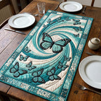 Teal Butterflies in a Swirl Table Runner