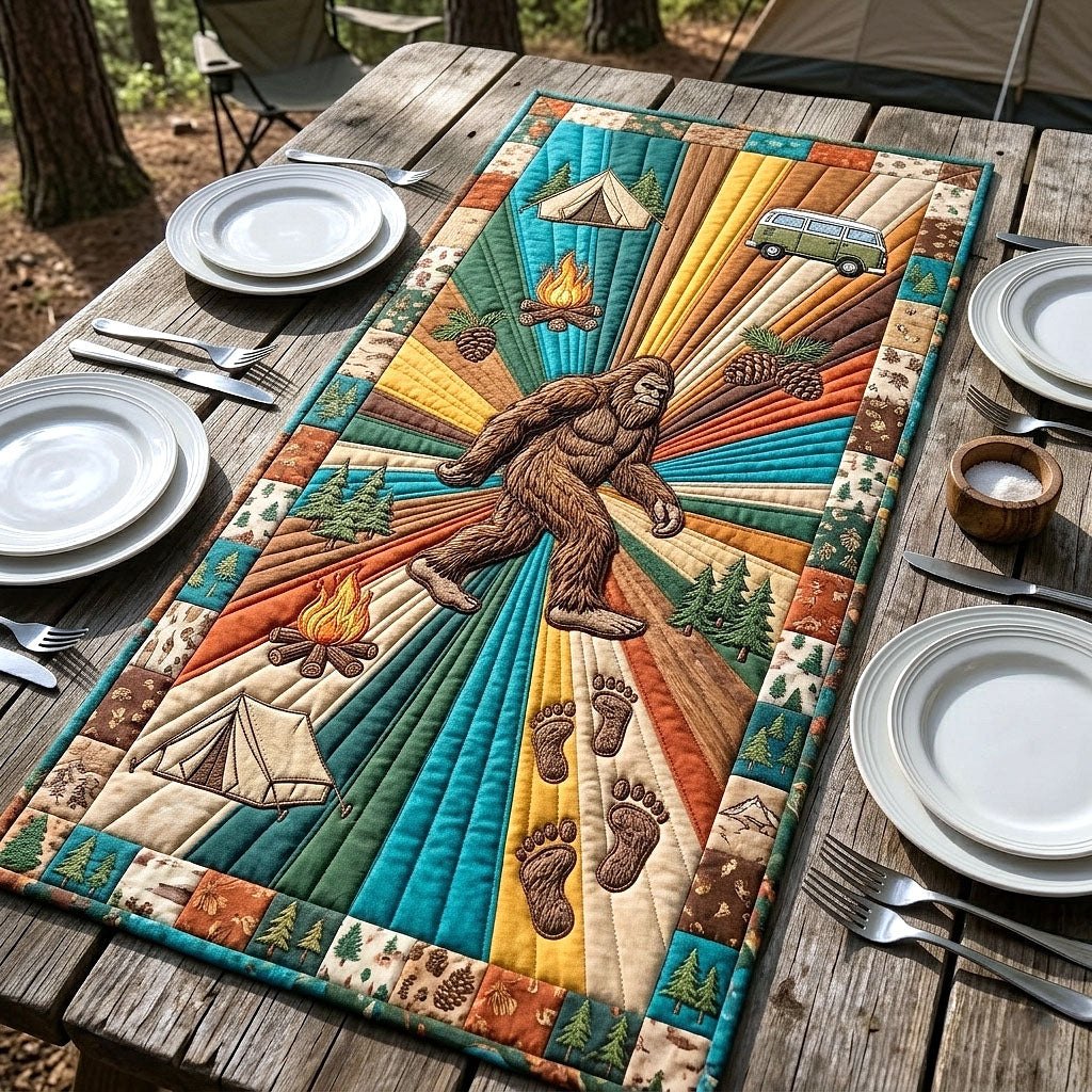 Bigfoot with Radiant Sun Rays Table Runner