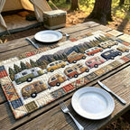 Row of Vintage Camper Vans Table Runner