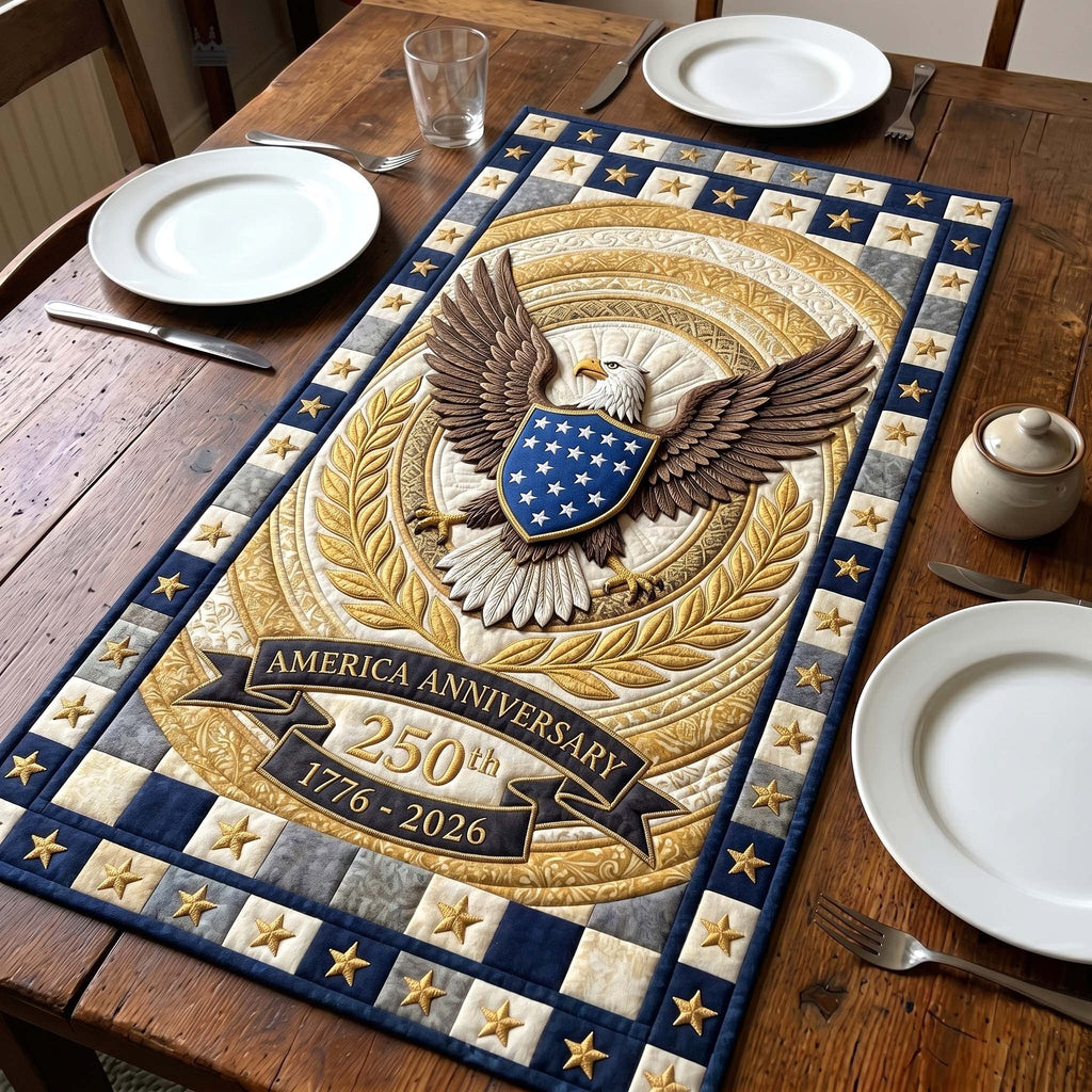America 250th Anniversary Gold Eagle Table Runner