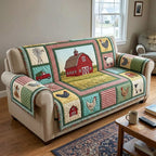 Red Barn Windmill and Hen Sofa Cover