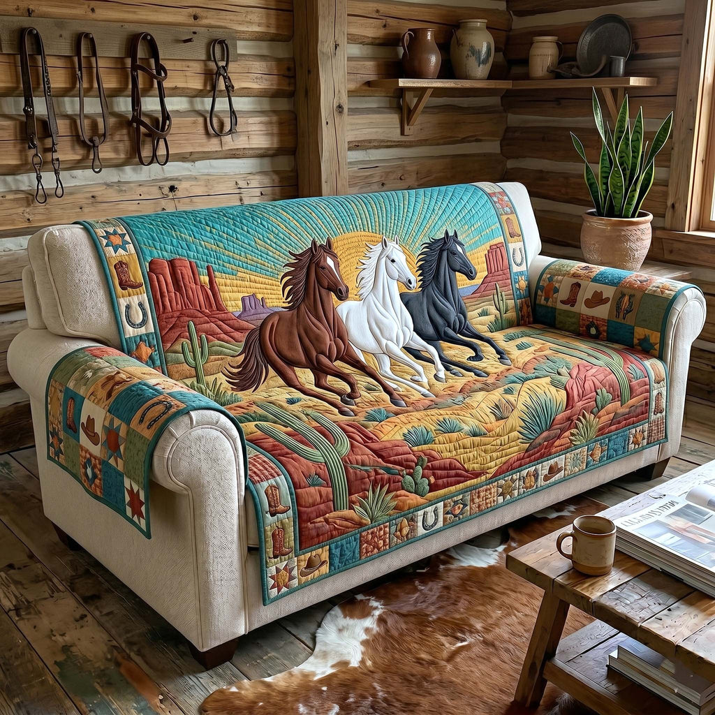 Horses Running Through the Canyon Sofa Cover