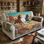Horses Running Through the Canyon Sofa Cover