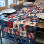 America 250 Established 1776 Blocks Table Runner