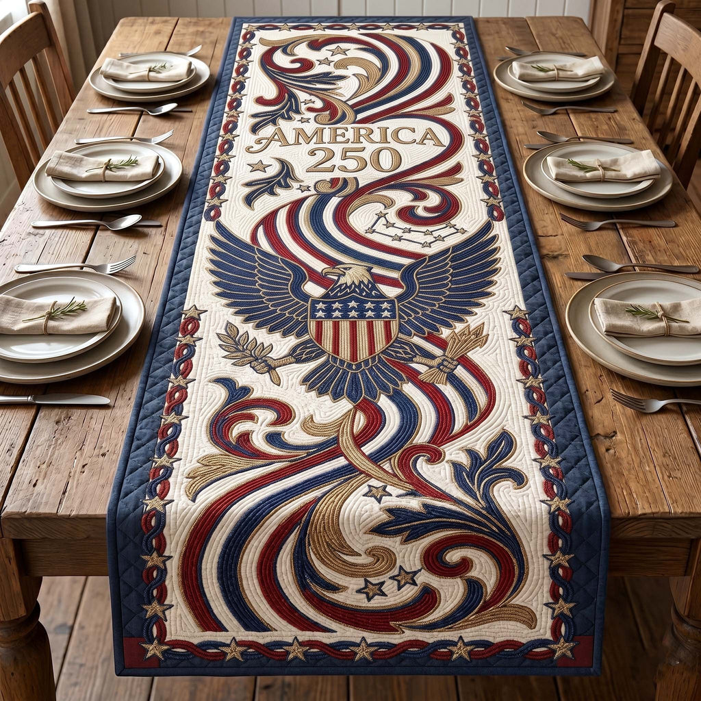 Eagle with Patriotic Swirls Table Runner